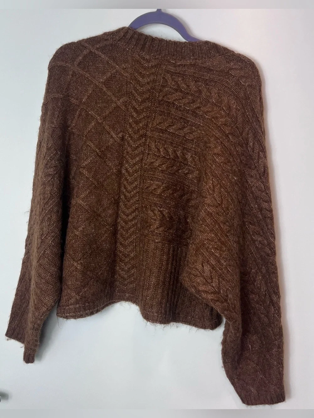 Abercrombie & Fitch Cable-knit Fisherman Crewneck Sweater  Brown Women S/M Soft